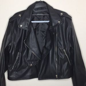Black PU zipped Biker Jacket